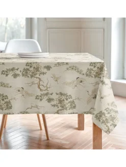 Tischdecke "Natural Garza" in Creme/ Grün