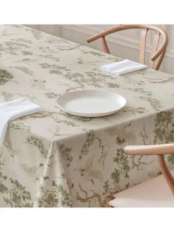 Tischdecke "Natural Garza" in Creme/ Grün