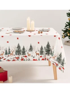 Tischdecke "Roven" in Weiß/ Grün/ Rot