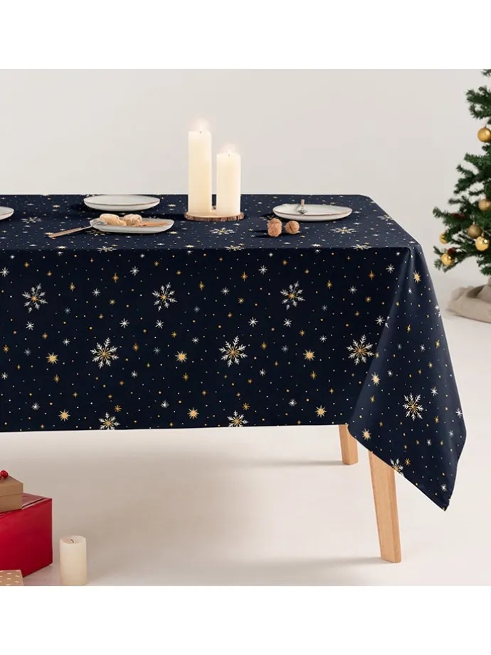 Tischdecke "Snerry" in Dunkelblau/ Gold