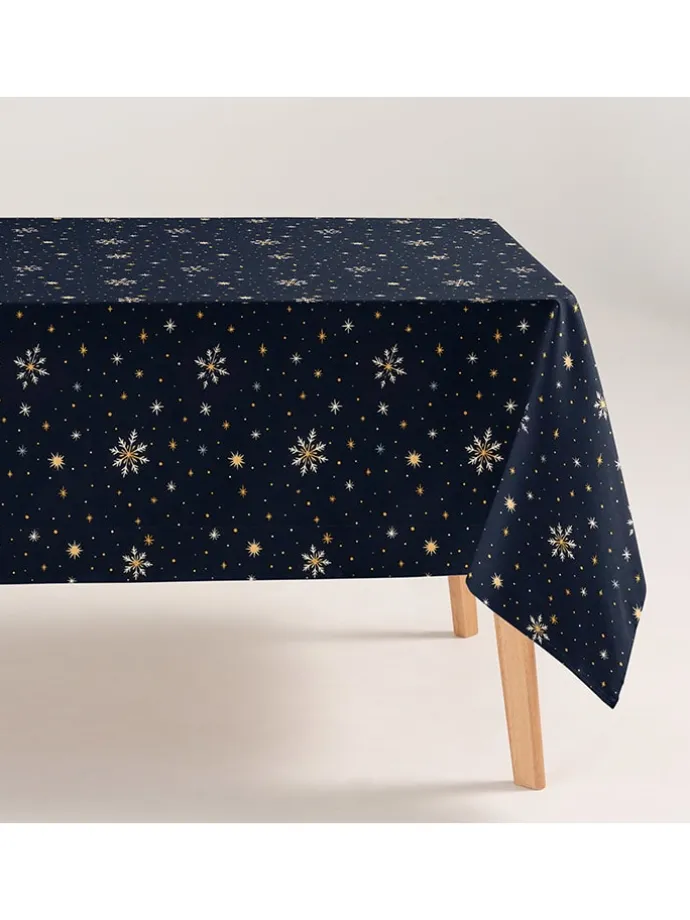 Tischdecke "Snerry" in Dunkelblau/ Gold
