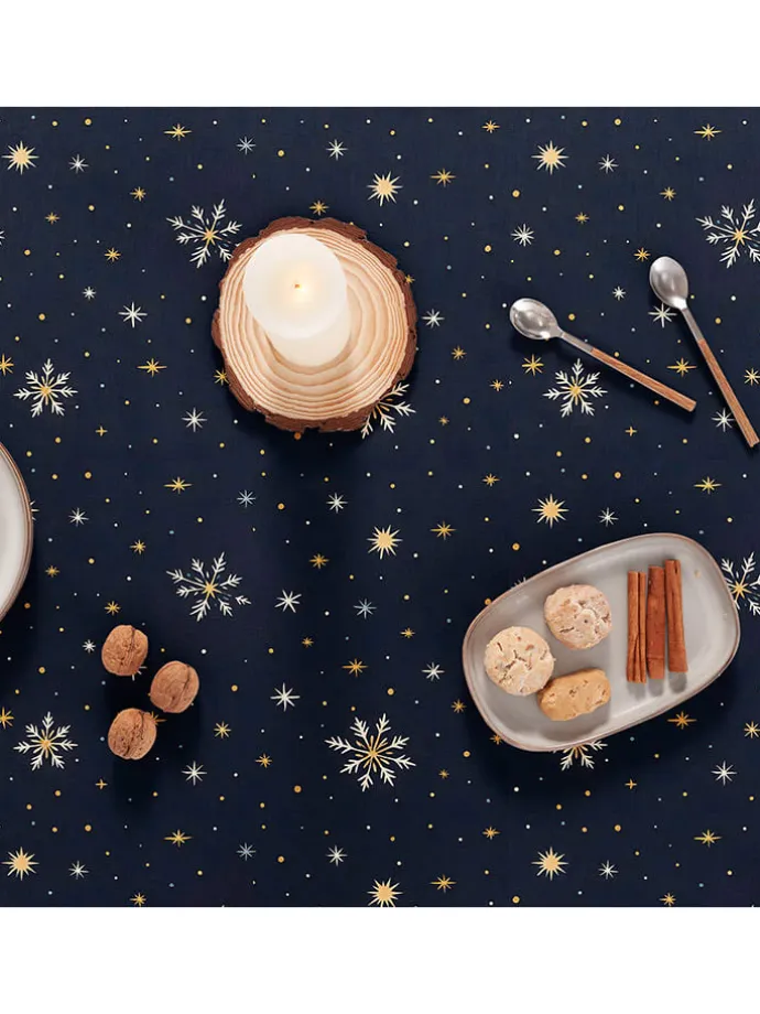 Tischdecke "Snerry" in Dunkelblau/ Gold