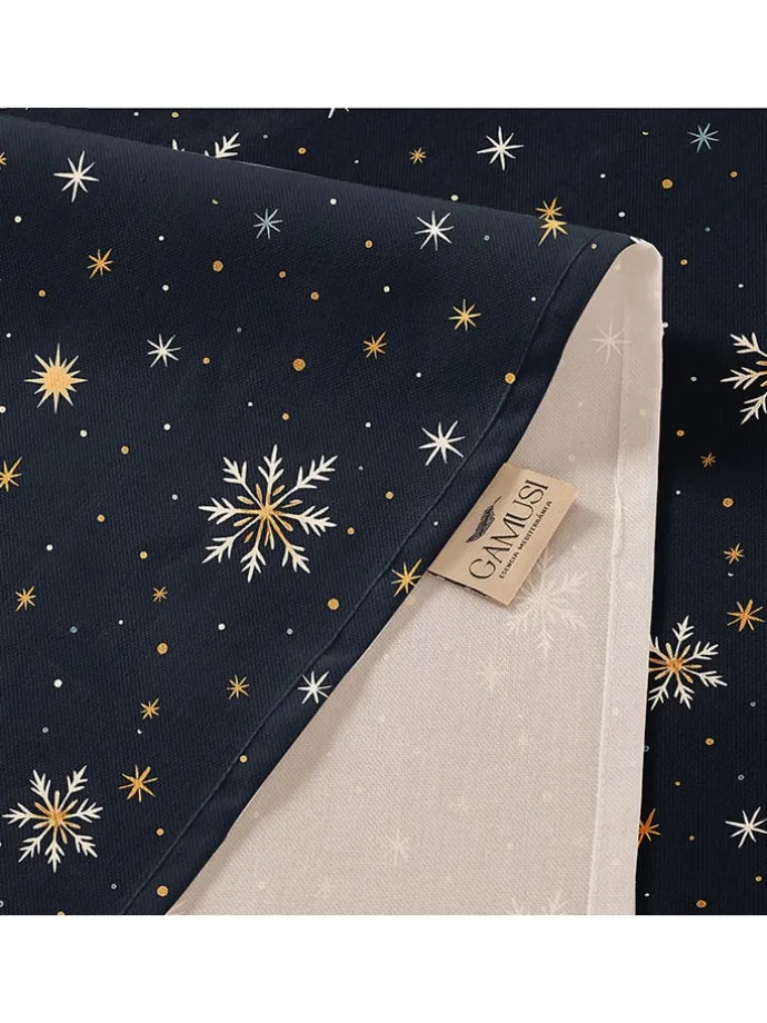 Tischdecke "Snerry" in Dunkelblau/ Gold