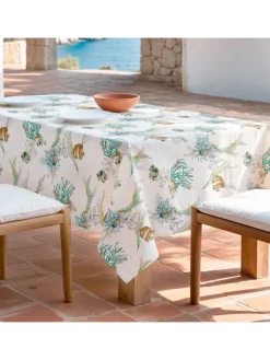 Tischdecke "Summer Special Formentera" in Weiß/ Türkis