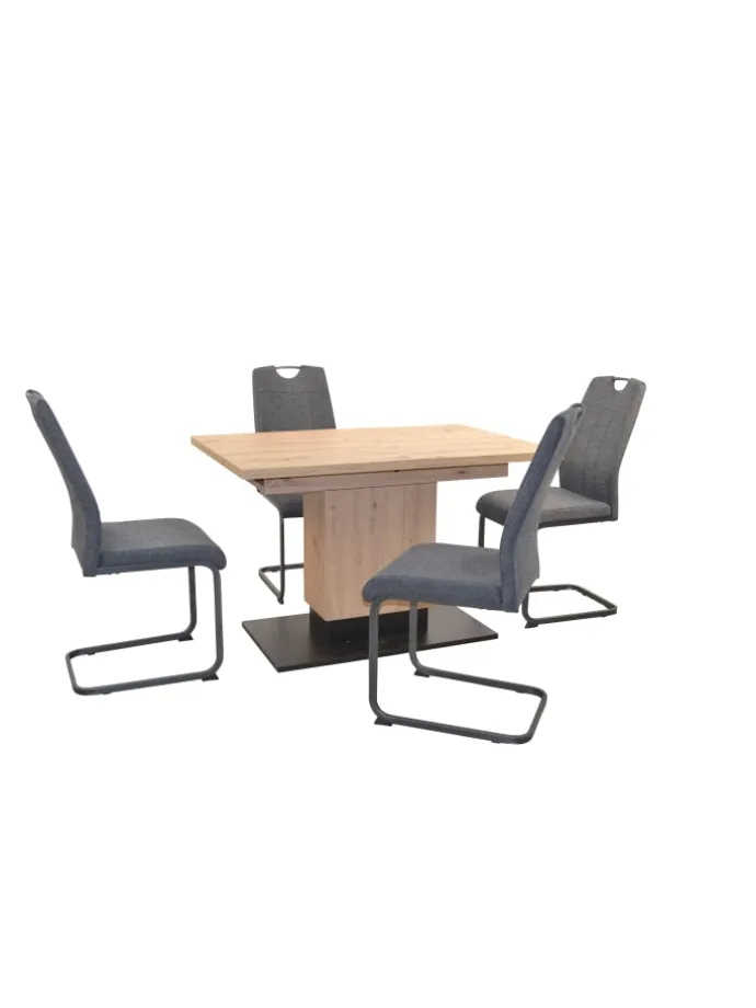 Tischgruppe- 5teilig Benjamin in Stühle grau