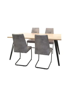 Tischgruppe- 5teilig Cora in grau/Platte Artisan-Eiche-Nachbildung