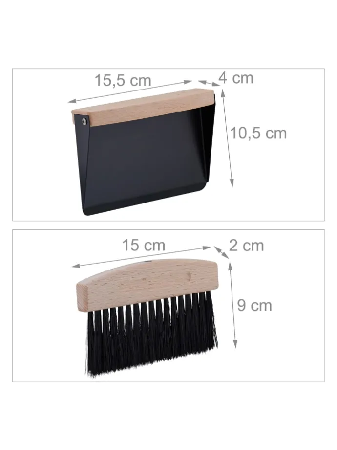 Tischkehrset in Schwarz/ Natur