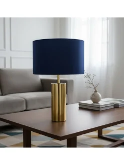 Tischlampe in Dunkelblau/ Gold - (H)51 x Ø 32 cm