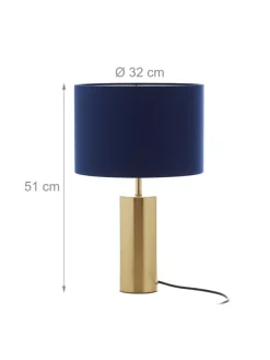 Tischlampe in Dunkelblau/ Gold - (H)51 x Ø 32 cm