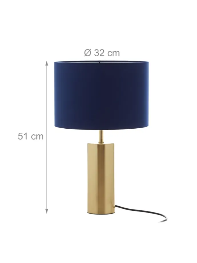 Tischlampe in Dunkelblau/ Gold - (H)51 x Ø 32 cm