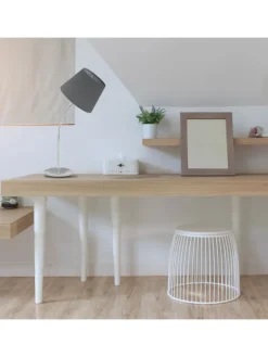 Tischlampe in Grau/ Silber - (H)47 x Ø 17 cm