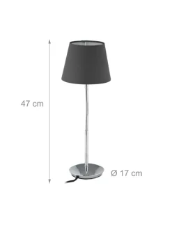 Tischlampe in Grau/ Silber - (H)47 x Ø 17 cm