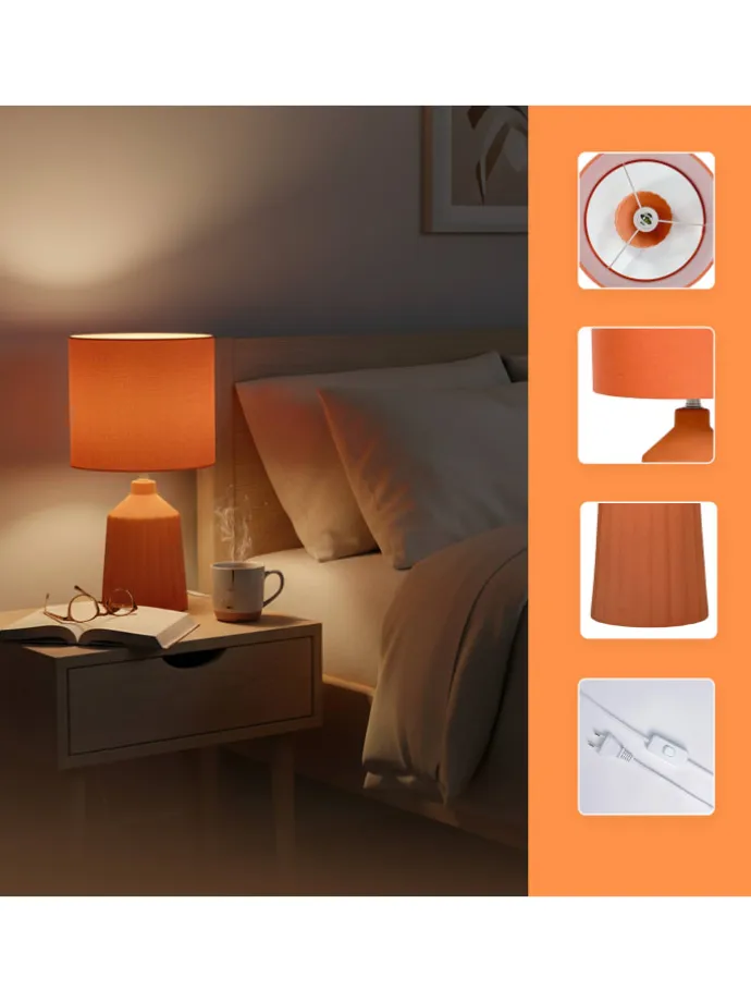 Tischlampe in Terracotta - (H)42 x Ø 23 cm