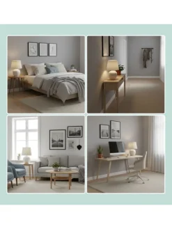 Tischlampe in Weiß/ Creme - (H)45 x Ø 30 cm