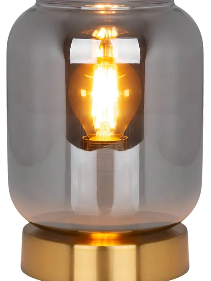 Tischleuchte "Alessio" in Grau/ Gold - (H)17 x Ø 20 cm