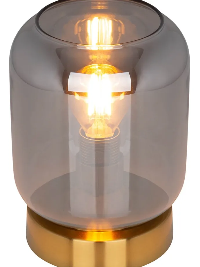 Tischleuchte "Alessio" in Grau/ Gold - (H)17 x Ø 20 cm