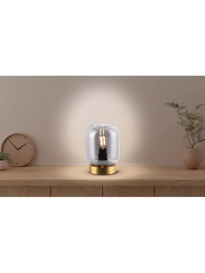 Tischleuchte "Alessio" in Grau/ Gold - (H)17 x Ø 20 cm