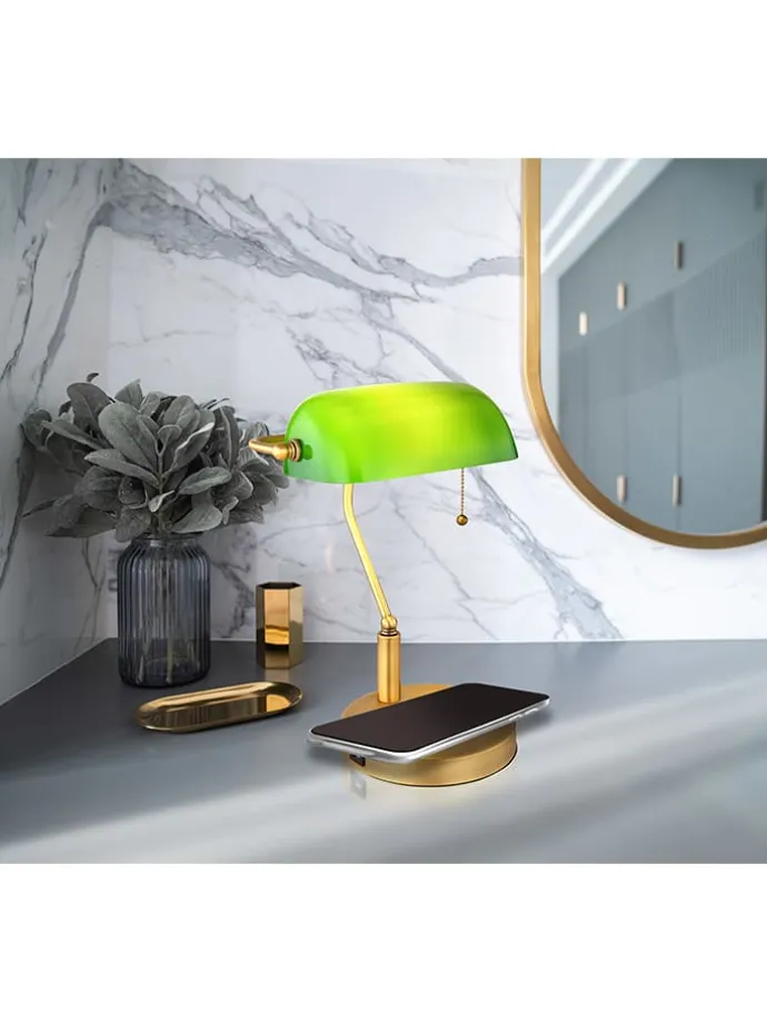 Tischleuchte "Antique" in Grün/ Gold - (B)26,5 x (H)36 x (T)25 cm