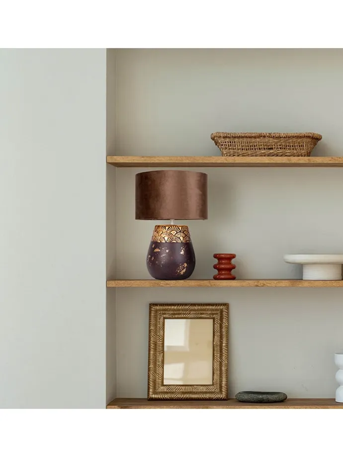 Tischleuchte "Bronco" in Helbraun - (H)39 x Ø 26 cm