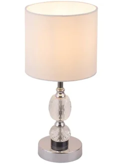 Tischleuchte "Bronn" in Silber/ Weiß - (H)47 x Ø 21 cm