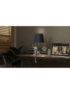 Tischleuchte "Helge" in Silber/ Schwarz - (H)45 x Ø 18 cm