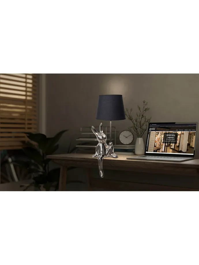 Tischleuchte "Helge" in Silber/ Schwarz - (H)45 x Ø 18 cm