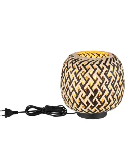 Tischleuchte in Beige/ Schwarz - (H)19,5 x Ø 20 cm