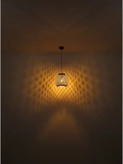 Tischleuchte in Beige/ Schwarz - (H)19,5 x Ø 20 cm