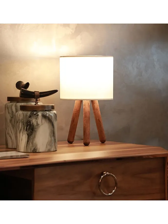 Tischleuchte in Braun/ Weiß - (H)32 cm