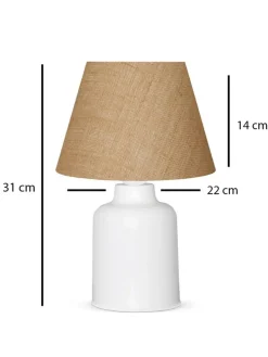 Tischleuchte in Hellbraun/ Weiß - (H)31 x Ø 22 cm