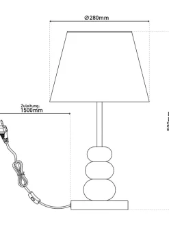 Tischleuchte in Schwarz/ Braun/ Grau - (H)50 x Ø 28 cm