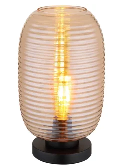 Tischleuchte "Jefrey" in Schwarz/ Beige - (H)34,5 x Ø 20 cm