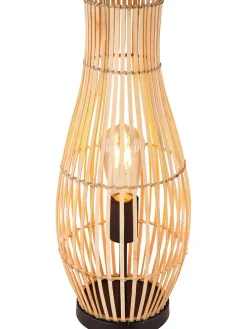 Tischleuchte "Laglio" in Hellbraun/ Schwarz - (H)47,5 x Ø 19,5 cm