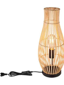 Tischleuchte "Laglio" in Hellbraun/ Schwarz - (H)47,5 x Ø 19,5 cm