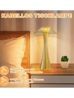 Tischleuchte LED in gold USB Wiederaufladbar Touch Dimmbar