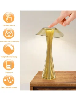 Tischleuchte LED in gold USB Wiederaufladbar Touch Dimmbar