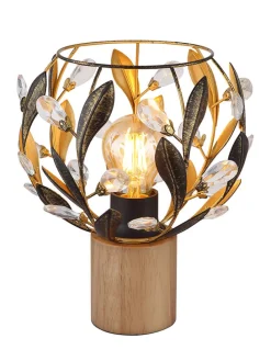 Tischleuchte "Mika" in Hellbraun/ Gold - (H)25 x Ø 20 cm