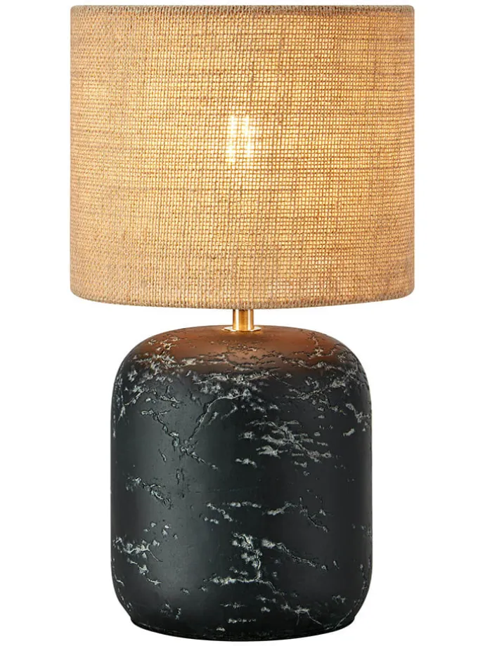 Tischleuchte "Montagna" in Schwarz/ Hellbraun - (H)32 x Ø 18 cm