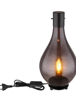 Tischleuchte "Oskus" in Schwarz - (H)35 x Ø 18 cm