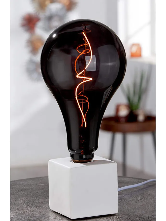 Tischleuchte "Würfel" in Weiß/ Schwarz - (B)10 x (H)10 x (T)19 cm