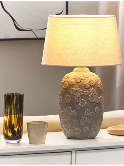 Tischleuchten FERREY in Grau/Beige - (W) 30 x (H) 46 x (L) 30 cm