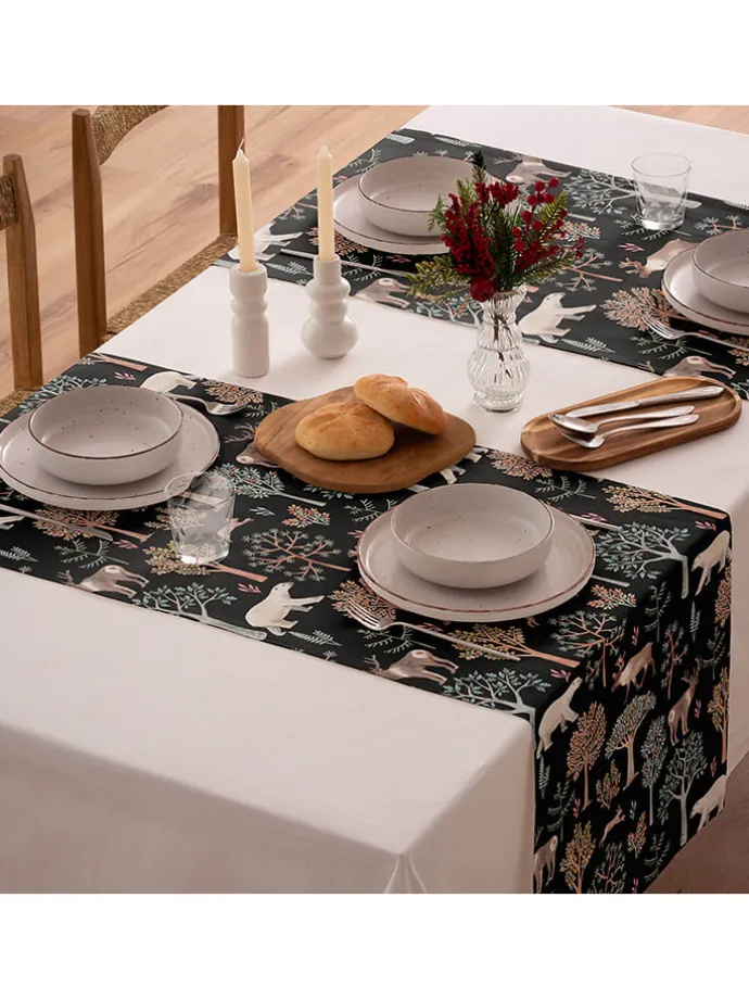 Tischläufer "Christmas Artic" in Schwarz/ Bunt