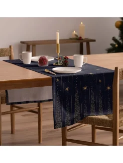 Tischläufer "Christmas Wonder" in Dunkelblau/ Gold