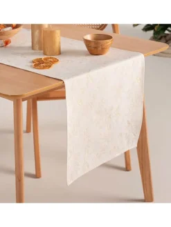 Tischläufer ''Flenor'' in Weiß/ Gold
