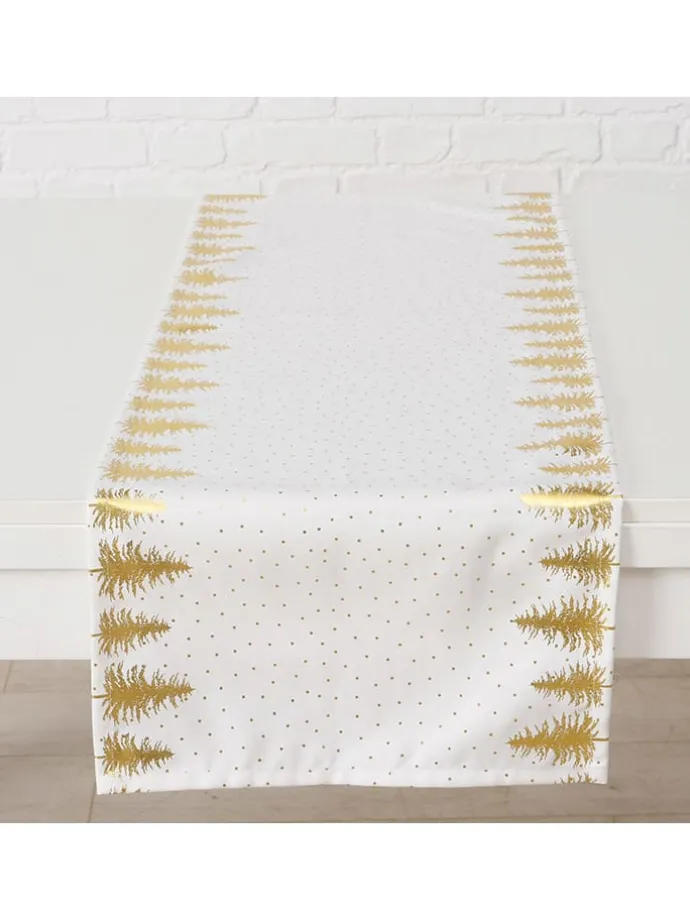 Tischläufer "Platina" in Weiß/ Gold - (L)140 x (B)40 cm