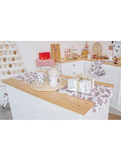 Tischläufer "Rowan berries" in Rot/ Schwarz/ Weiß - (L)140 x (B)40 cm