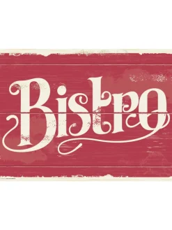 Tischsets I Platzsets abwaschbar - Bistro Schriftzug Retro - aus erstklassigem Vinyl (Kunststoff Ð BPA-frei) - 4 Stück - 44 x 32 cm - rutschfeste Tischdekoration