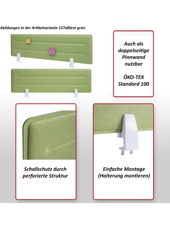 Tischtrennwand G76, 100x30cm schwarz