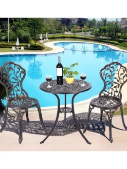 3tlg. Antik Bistroset in Bronze