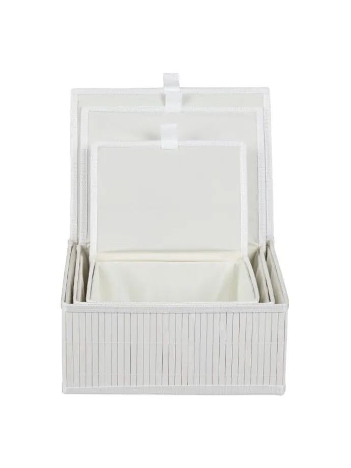 3-tlg. Aufbewahrungskorb Set in Weiß